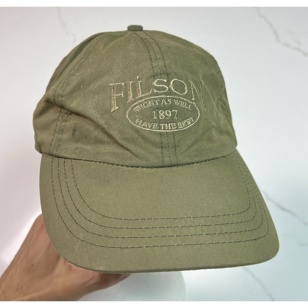 Filson Logger Cap Mens Olive Green Waxed Cotton 1897 Embroidery USA Made